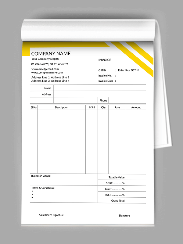 Design Your Own Custom Cash Memo Bill Book