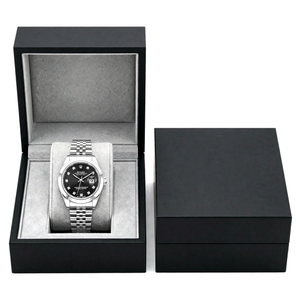 Midnight Diamond Luxury Black Dial Silver Watch for Men with Gift Box