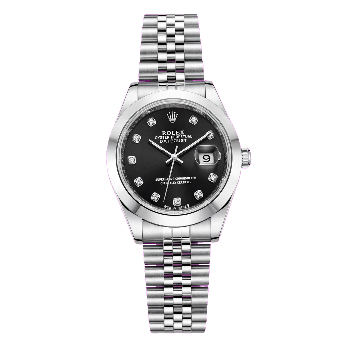Midnight Diamond Luxury Black Dial Silver Watch for Men with Gift Box