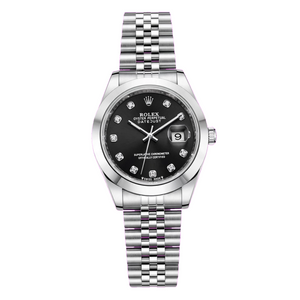 Midnight Diamond Luxury Black Dial Silver Watch for Men with Gift Box