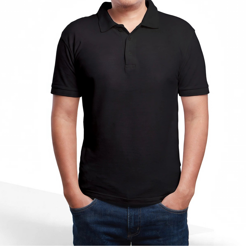 Men's Black Polo T-Shirt 100% Cotton Simple and Stylish