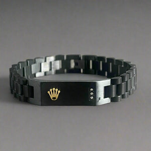 Design Your Own Name Engraved Good Quality Rolex Bracelet - Black
