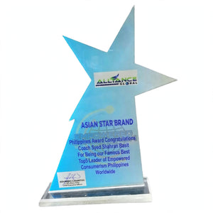 Personalized Acrylic Star Trophy 6MM – Custom Logo & Name Award | Pakistan
