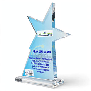 Personalized Acrylic Star Trophy 6MM – Custom Logo & Name Award | Pakistan