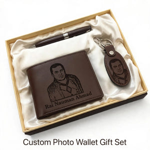 Personalized Leather Gift Box for Men – Custom Wallet, Pen & Keychain | Gift Pakistan