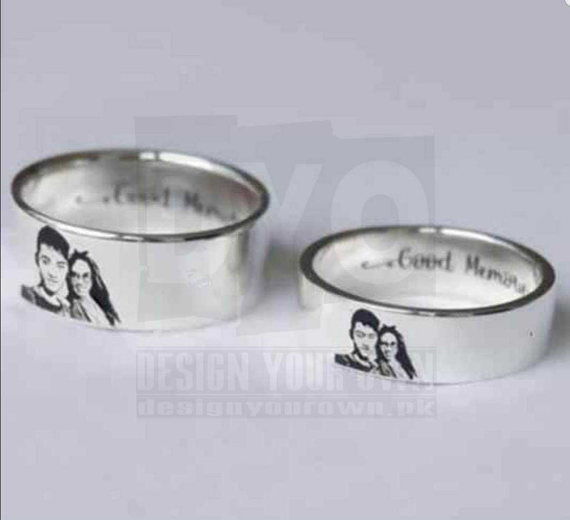 Personalized Photo Engraved Ring With Name (Stainless Steel)