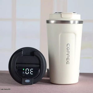 Customized Smart LED insulated Metal Flask Mug - White