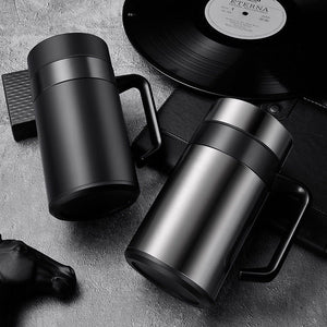 Customiseable Name Text Vacuum-Cup Portable Water-Glass Coffee-Mug Stainless Steel - Black