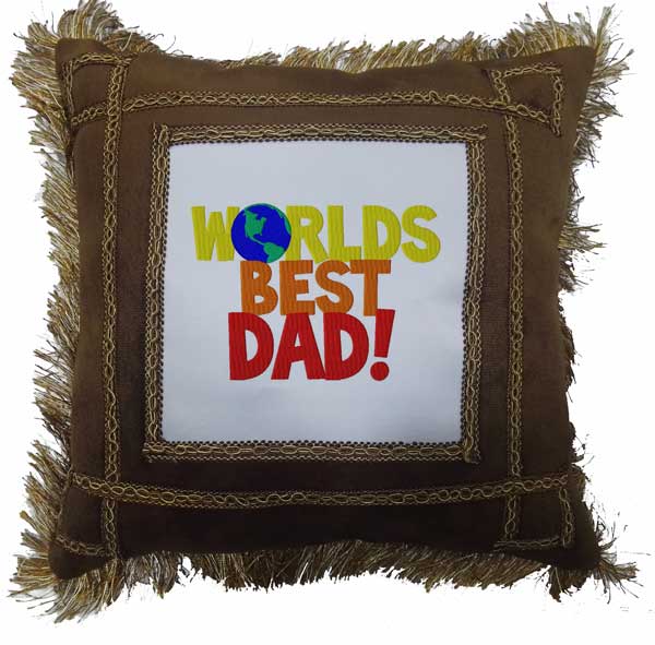 Worlds Best Dad Brown Fancy Gift Cushion