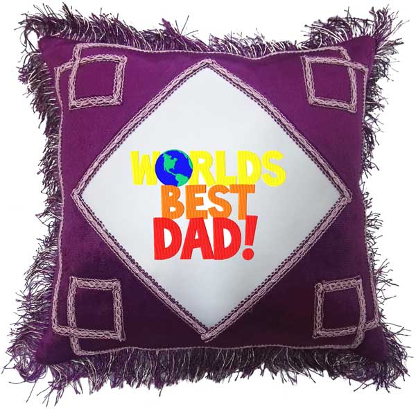 Worlds Best Dad Fancy Maroon Gift Cushion