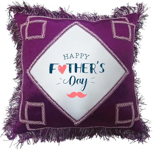 Happy Father's Day Fancy Maroon Gift Cushion