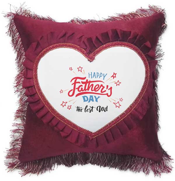 The Best Dad - Father's Day Fancy Red Heart Gift Cushion