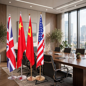 Customized Floor Flag with Stand – Indoor Standing Flag | National Flags with Stainless Steel / Gold Pole for Office, Conference Hall & Embassy Decor