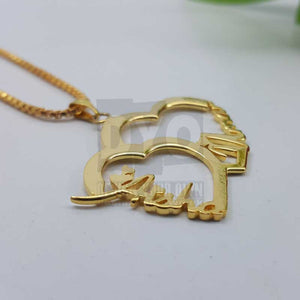 Personalized Name Necklace - Double Heart Design