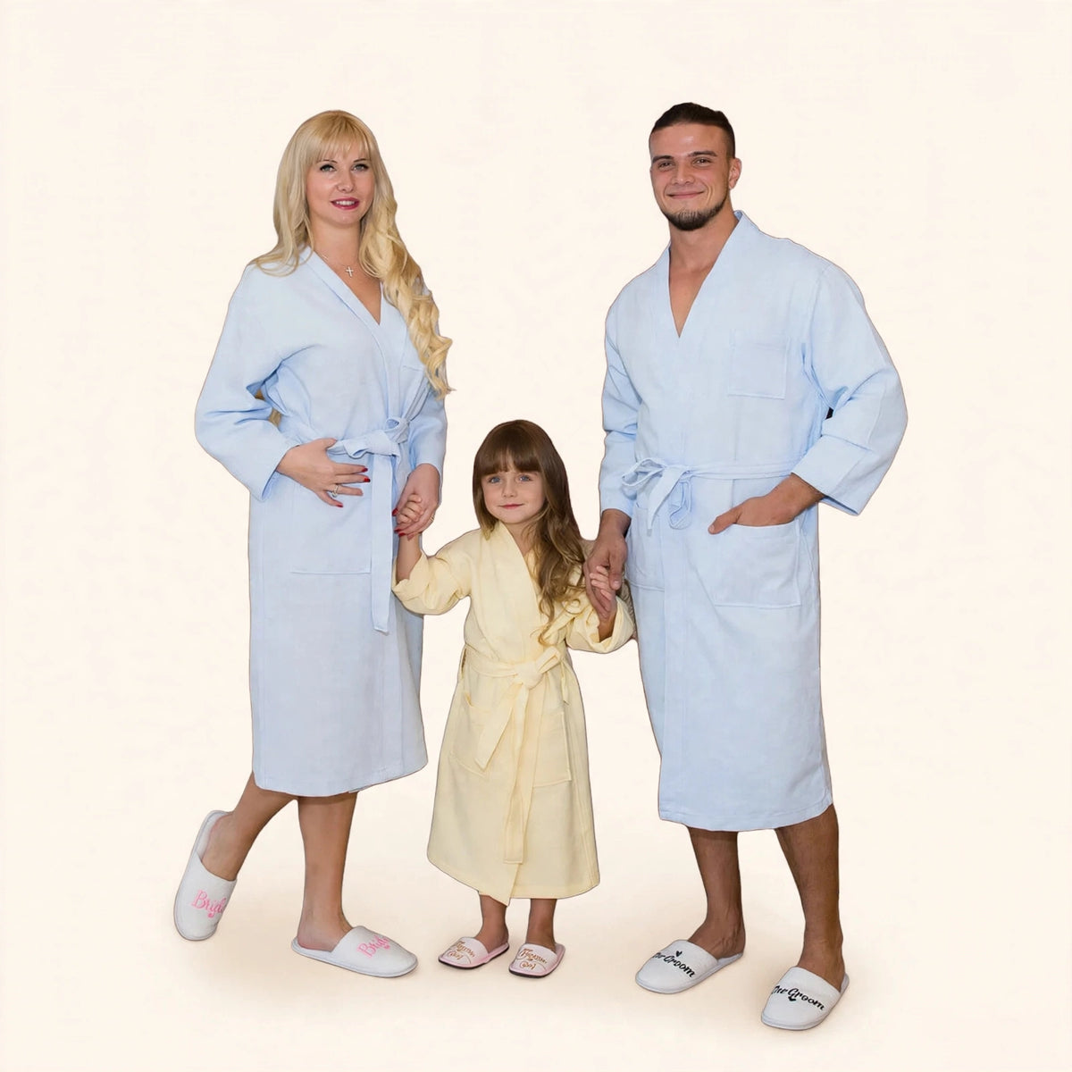 Customized Embroidered Name Bathrobe Set for Family – Men, Women & Kid – Personalized Pack of 3