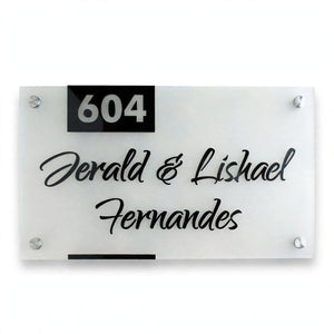 Personalized House Name & Number Plate – Frosted Acrylic | Custom Sign Pakistan