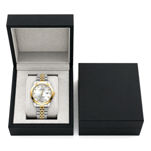 Prestige Luxury White Diamond Dial Two-Tone Gold & Silver Watch with Gift Box