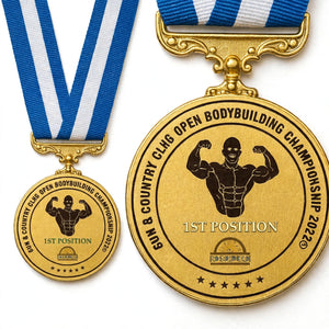 Custom Gold Bodybuilding Championship Medal – Personalized 1st Position Award