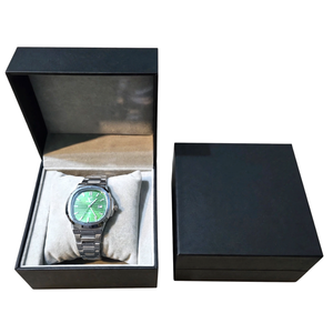 Emerald Wave Luxury Green Dial Watch for Men – Silver Stainless Steel with Gift Box