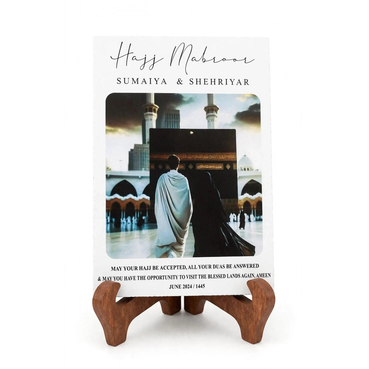 Custom Printed Tile Table Frame with Wooden Stand – Personalized Photo Frame