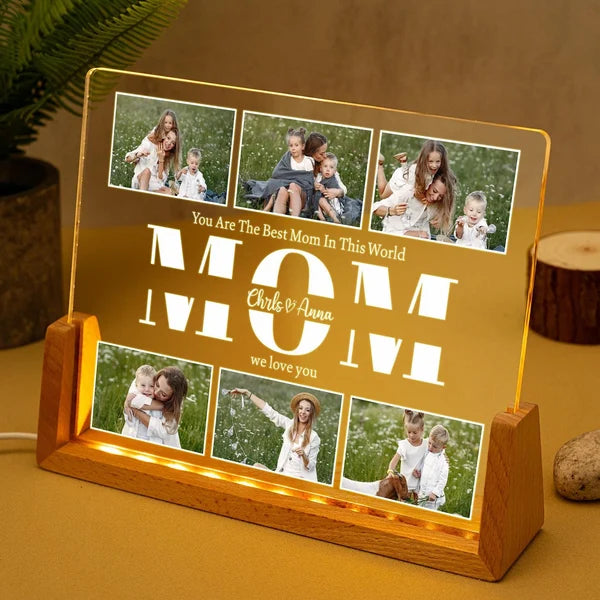 Personalized Your Own LED Lamp - With Solid Wooden Base - Large