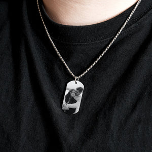 Stainless Steel Name Picture Engraved Necklace - Silver