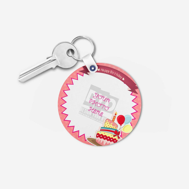 Happy Birthday Gift Personalized Wooden Key chain Round