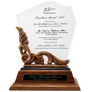 Personalized Crystal Glass Shield Trophy with Gift Box 9x12 – Achievement Award | Pakistan