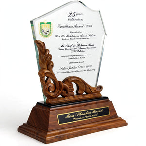 Personalized Crystal Glass Shield Trophy with Gift Box 9x12 – Achievement Award | Pakistan