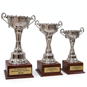 Personalized Silver Cup Trophy Set of 3 – Winner, Runner-Up & 2nd Runner-Up | Pakistan