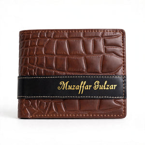 Personalized Crocodile Leather Wallet – Custom Gold Name Engraved Luxury Gift Box | Pakistan