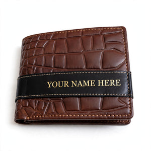 Personalized Crocodile Leather Wallet – Custom Gold Name Engraved Luxury Gift Box | Pakistan