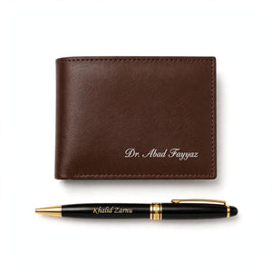Personalized Leather Wallet & Pen Gift Set – Custom Photo & Name Engraved | Gift Pakistan