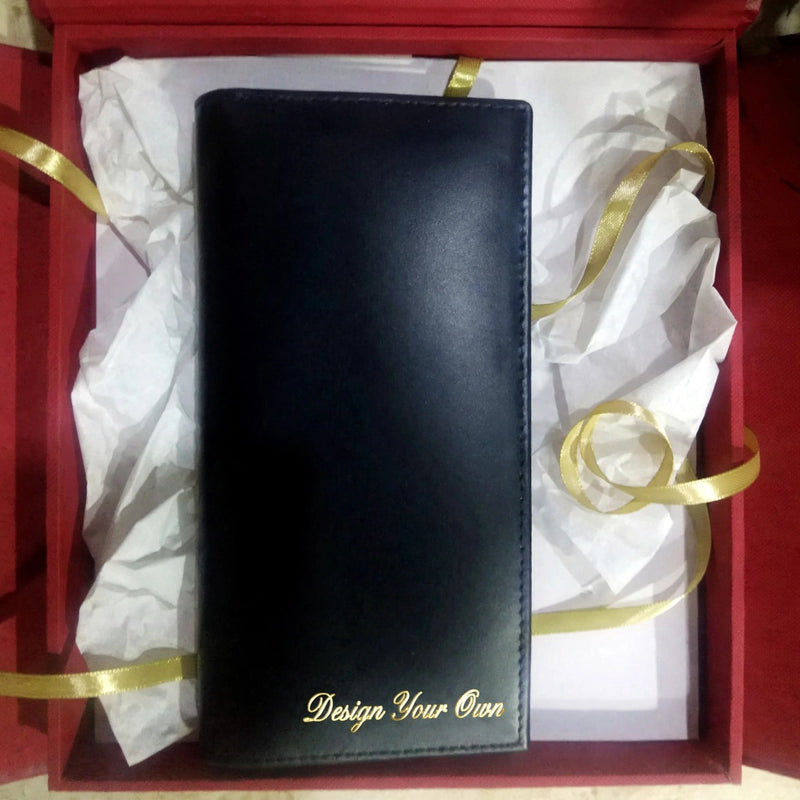 Personalized Black Long Wallet with Gift Box – Custom Name Engraved | Pakistan