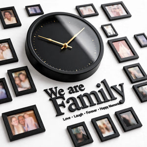 Personalized Family Photo Frame Wall Clock – Custom Name & Photo | Home Decor Pakistan