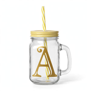 Personalized Mason Jar Glass Tumbler with Straw – Custom Name Print | Design Your Own Pakistan