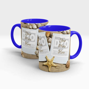 Sand and Sea Shells Personalized Photo Mug