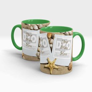 Sand and Sea Shells Personalized Photo Mug