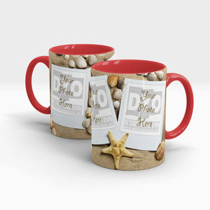 Sand and Sea Shells Personalized Photo Mug
