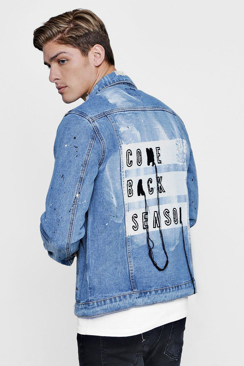 Personalized Back Print Distressed Jean Jacket For Men and Women