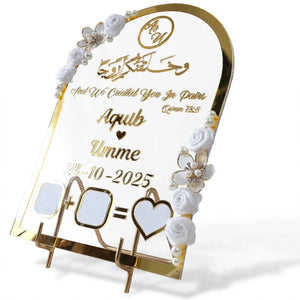 Personalized Nikkah Thumb Board 12x8 Inches – Acrylic Plaque with Stand | Wedding Gift Pakistan