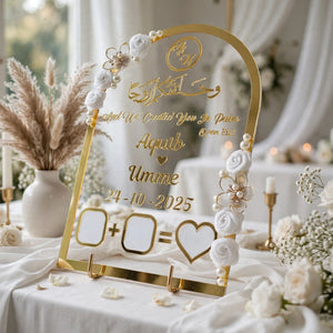 Personalized Nikkah Thumb Board 12x8 Inches – Acrylic Plaque with Stand | Wedding Gift Pakistan