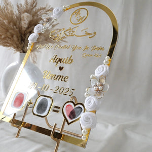 Personalized Nikkah Thumb Board 12x8 Inches – Acrylic Plaque with Stand | Wedding Gift Pakistan