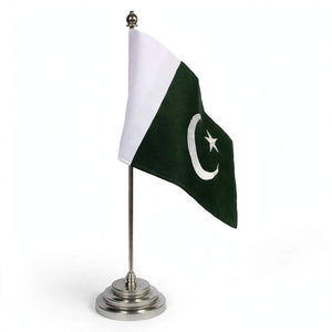 Customized Table Flag with Stainless Steel Stand – Premium Embroidered Single Desk Flag | Any Country Flag for Office, Meetings & Home