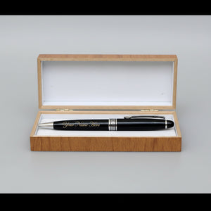 Custom Name Engraved Luxury Metal Pen with Wooden Gift Box | Personalized Executive Pen Gift Set