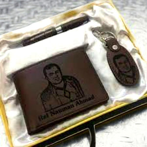 Personalized Leather Gift Box for Men – Custom Wallet, Pen & Keychain | Gift Pakistan