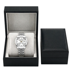 Silver Frost Luxury White Diamond Dial Silver Chain Watch with Gift Box
