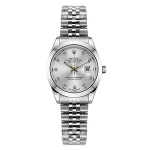 Silver Frost Luxury White Diamond Dial Silver Chain Watch with Gift Box