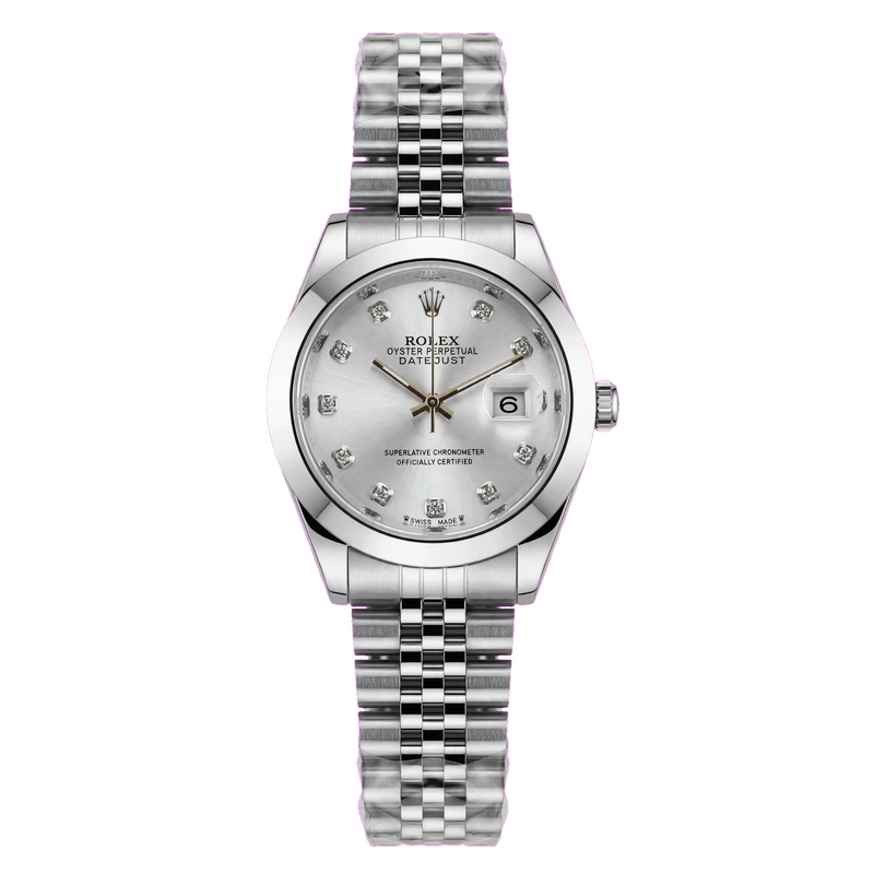Silver Frost Luxury White Diamond Dial Silver Chain Watch with Gift Box