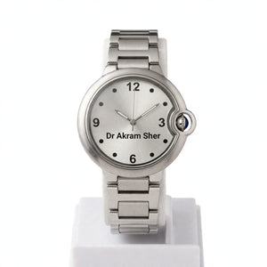 Customized Silver Metal Chain Hand Watch for Men – With Stand
